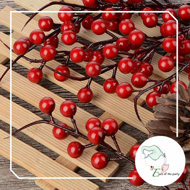 Artificial Berry : 26cm Red Holly Berry Stems – Elves of the Party