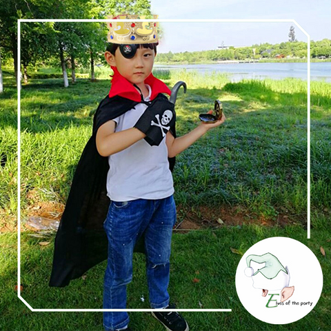 Pirate King Kids Costume - Crown, Gun, Eye Patch, Hook Gloves