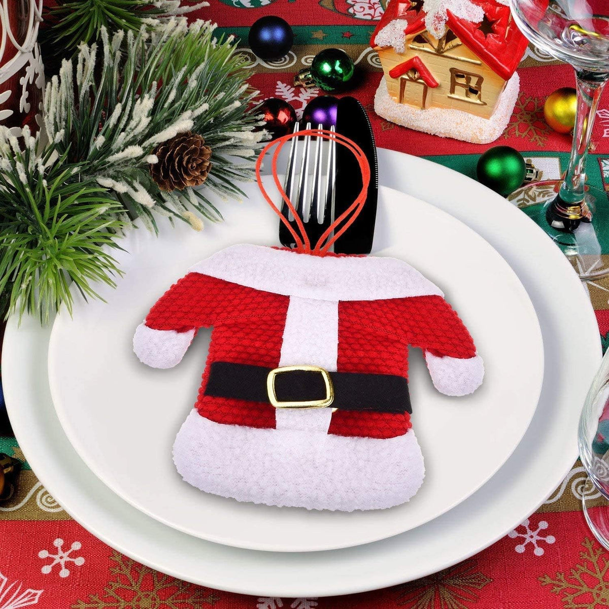 Christmas Knife and Fork, Silverware Cutlery Holder - 2pcs/set