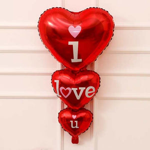 Foil Balloons : Three Layers I Love You Red Hearts