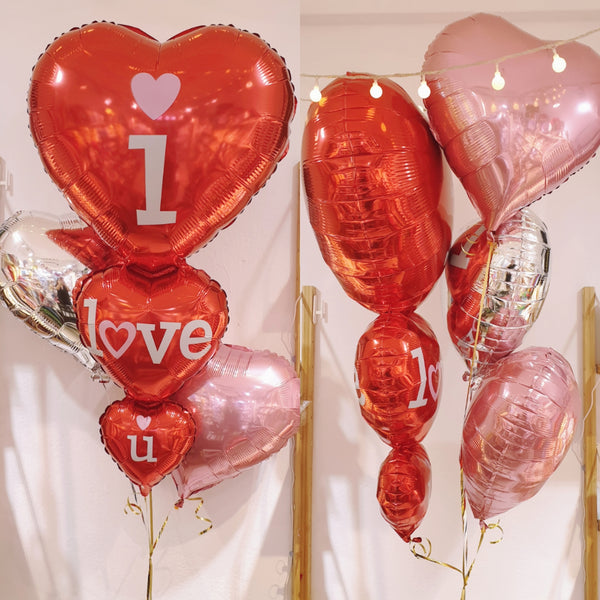 Foil Balloons : Three Layers I Love You Red Hearts