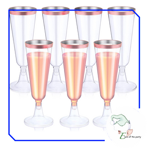 Elegant Rose Gold Rimmed Disposable Wine Glass and Champagne Flute
