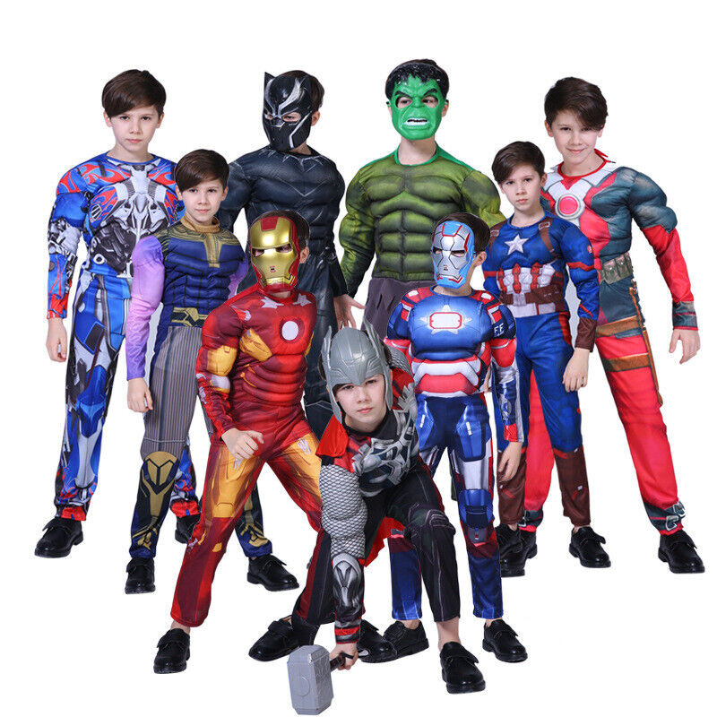 Superhero : Muscle Kids Costume - Spiderman, Iron Man, Superman, Wonder Woman, Wolverine