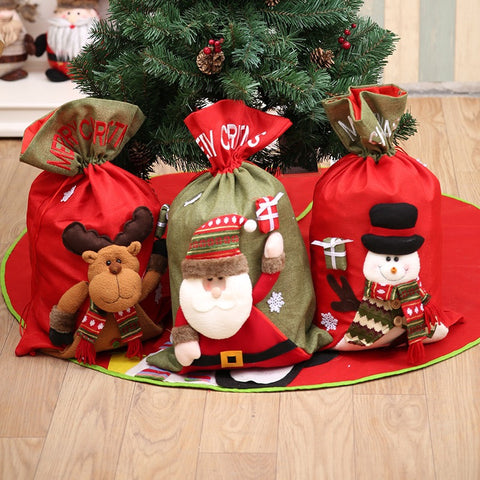 Christmas Large Felt Santa Sack Gifts Candy Drawstring Bag