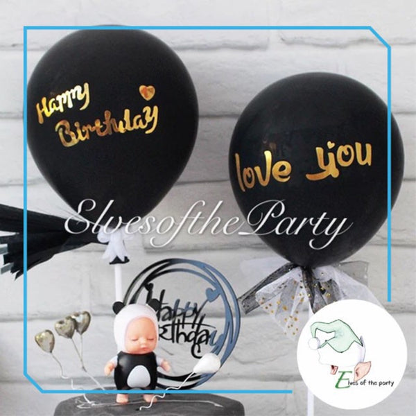 Clear Transparent Balloon with Happy Birthday / Love You Sticker