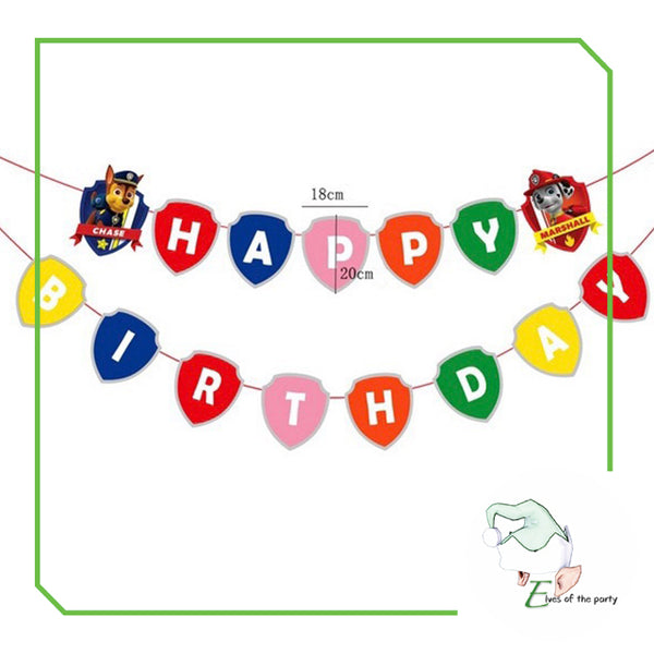 Paw Patrol Happy Birthday Banner and Party Balloons