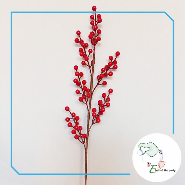 Artificial Flowers : Red Holly Berry Stems and Gold Leaves
