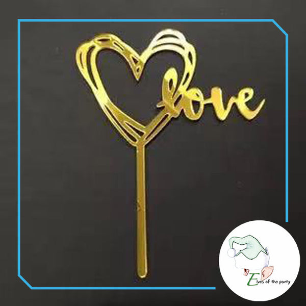 Acrylic Cake Topper : Love / Hearts / Happy Valentine's Day