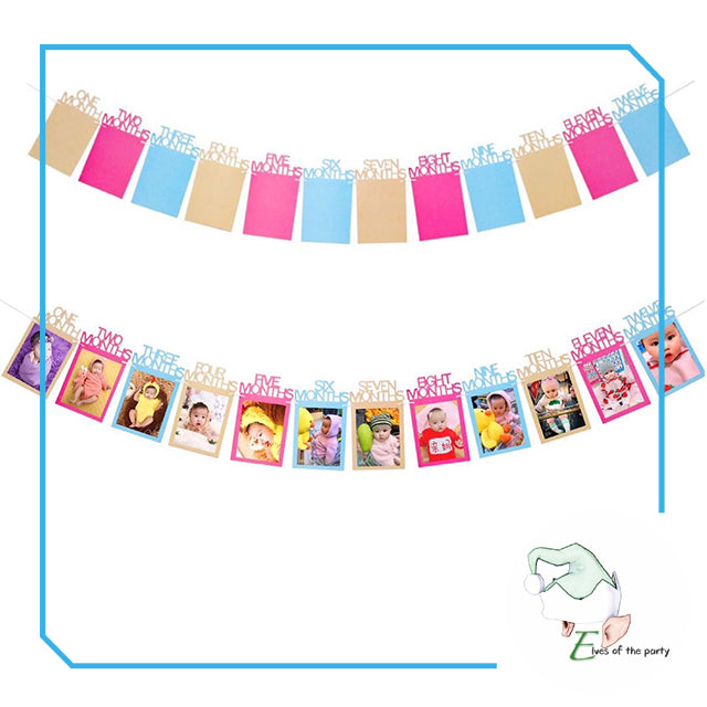 Happy Birthday / 1-12 Months Newborn Baby Record Photo Frame Banner