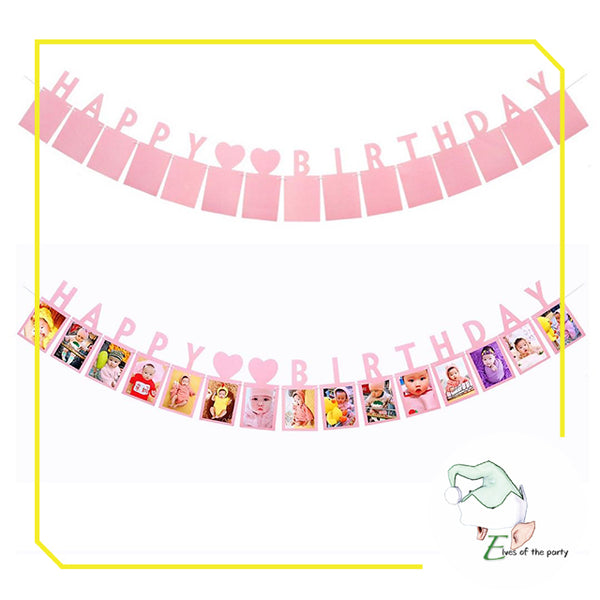 Happy Birthday / 1-12 Months Newborn Baby Record Photo Frame Banner