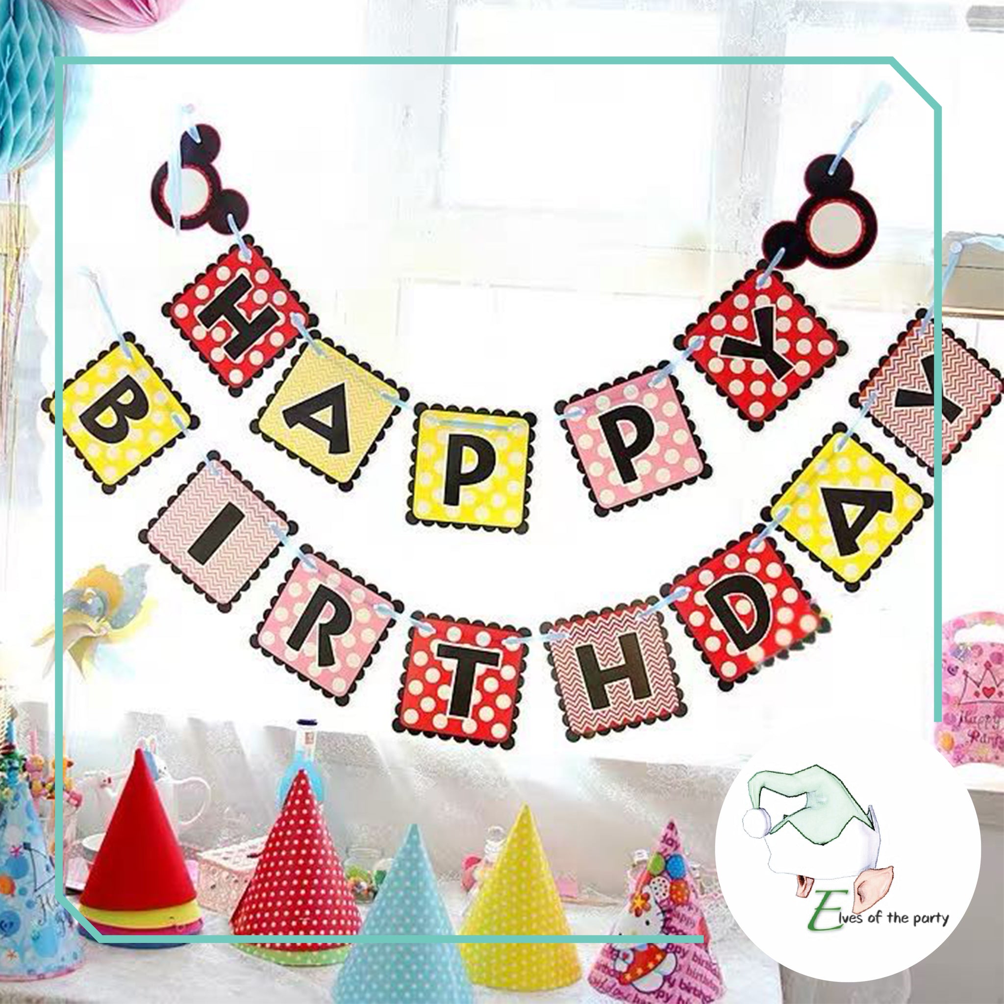 Mickey Mouse Happy Birthday Banner and Balloons