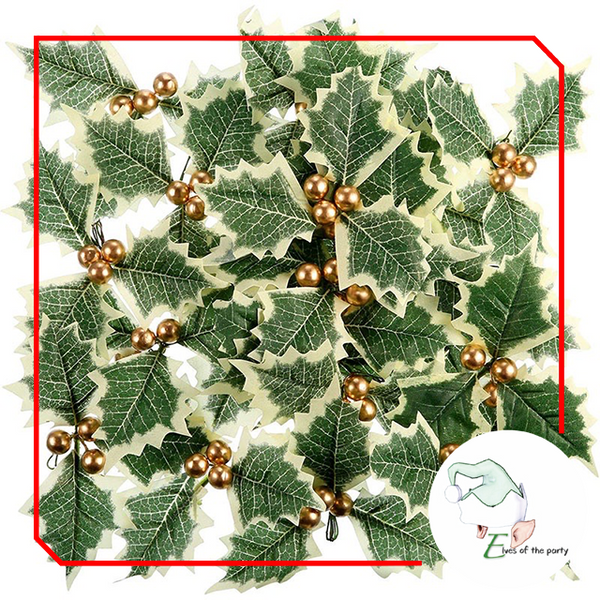 Artificial Leaves : European Holly / Christmas Leaves with Berry