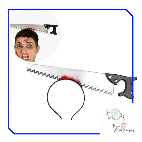 Bloody Butcher Knife, Saw and Scissors Halloween Costume Headband Accessory