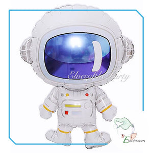 Outer Space : Astronaut, Space Rocket, Jet Plane, Star Foil Balloons, Birthday Banner and Cake Topper