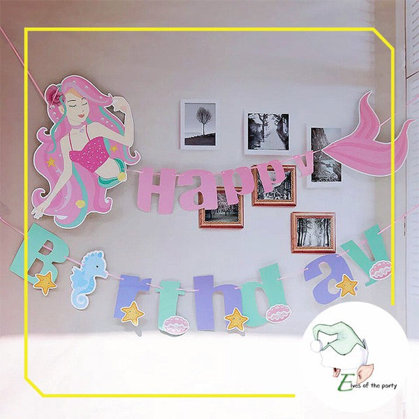 Mermaid Happy Birthday Banner