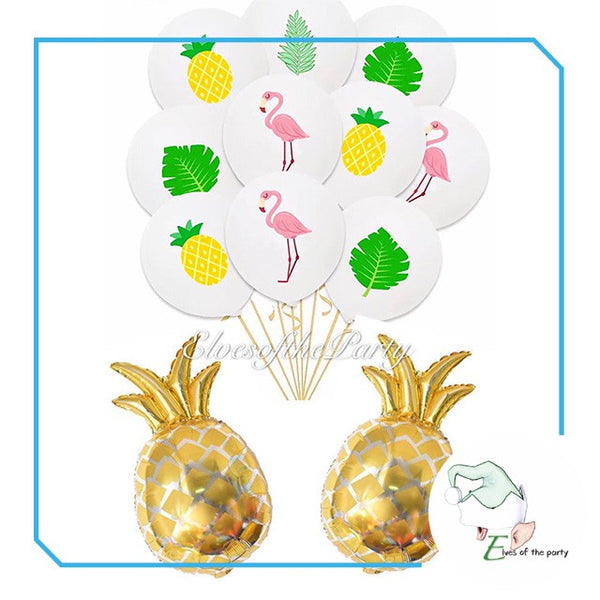 Pink Flamingo and Pineapple Hawaiian Tropical Balloons