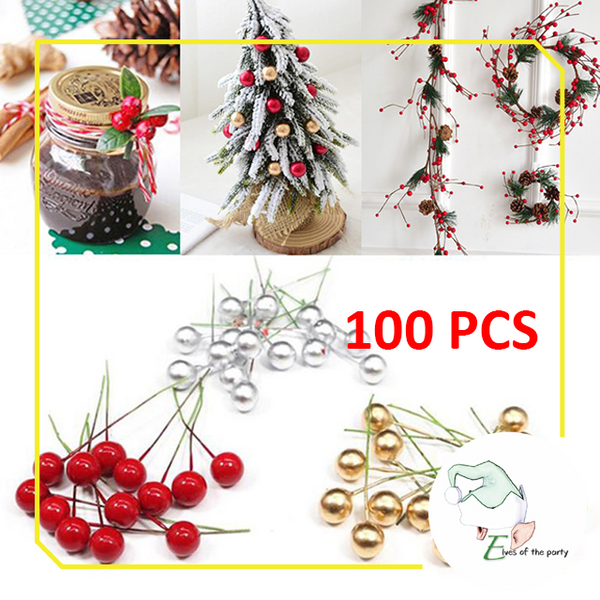 Artificial Berry : 100pcs Mini Christmas Tree Ornament