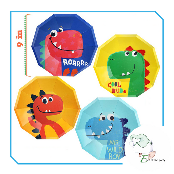 Dinosaur Party Paper Plates (9 inches), Set of 8