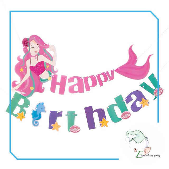 Mermaid Happy Birthday Banner