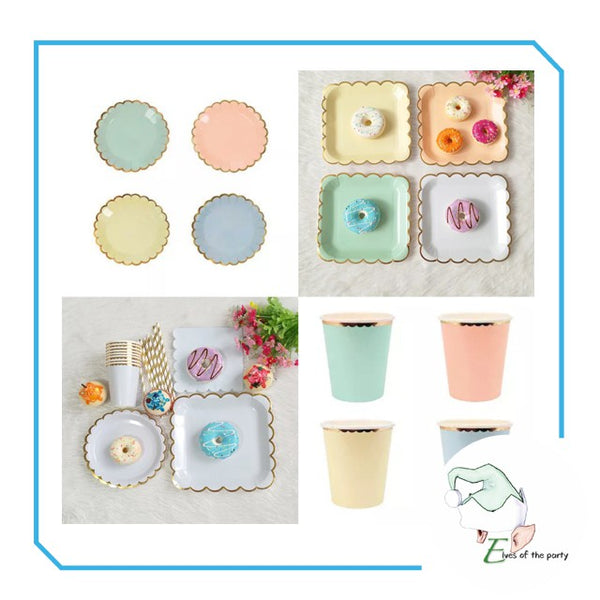 Pastel Party Paper Plates and Cups