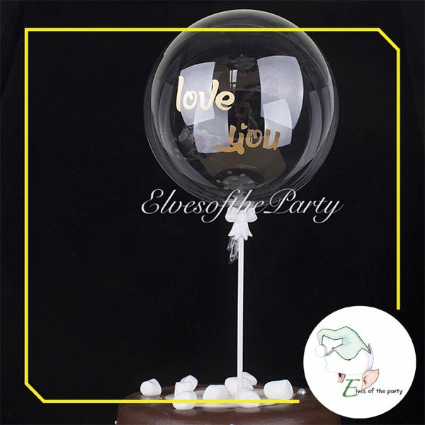 Clear Transparent Balloon with Happy Birthday / Love You Sticker