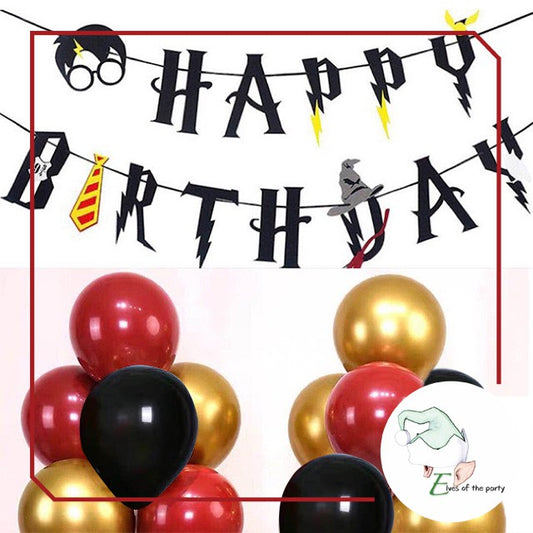 Harry Potter: Birthday Banner, Balloons and Cake Topper