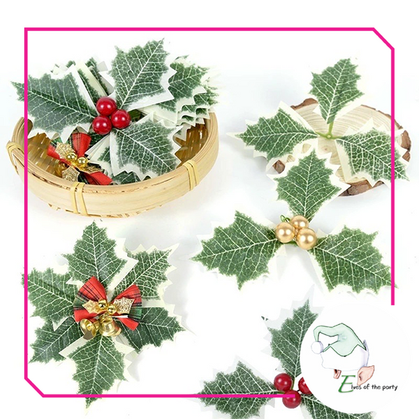 Artificial Leaves : European Holly / Christmas Leaves with Berry