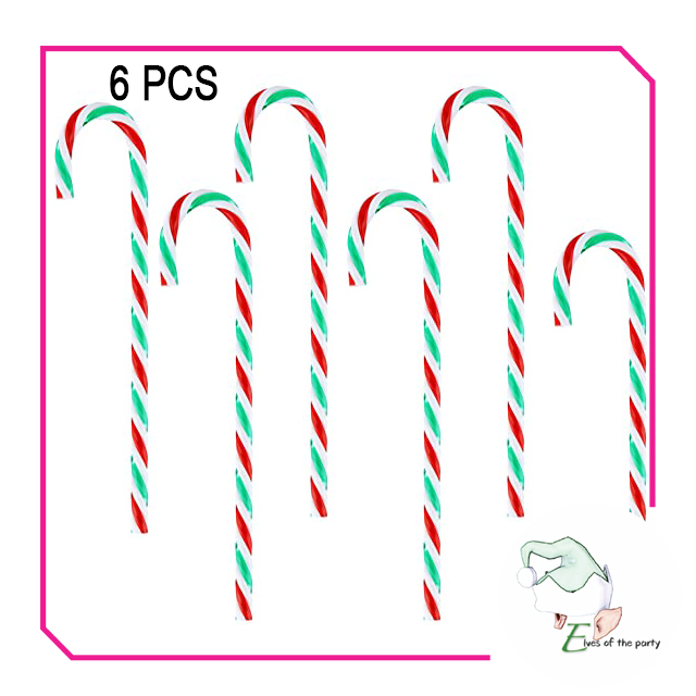 6pc Acrylic Candy Cane Christmas Tree Ornament