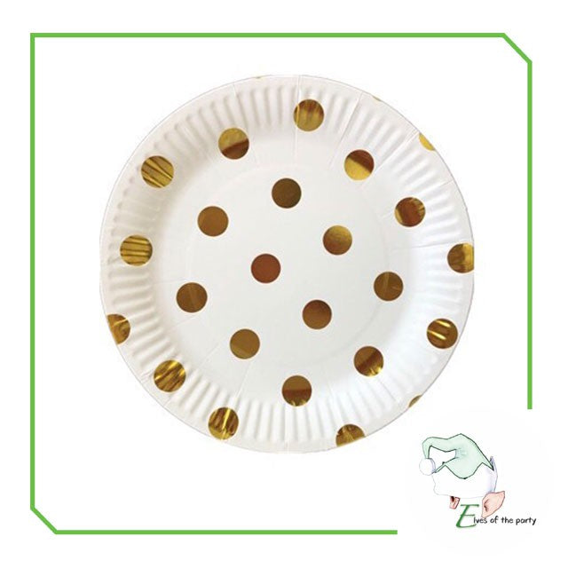 Partyware : Gold / Silver Chevron Disposable Paper Plates and Cups