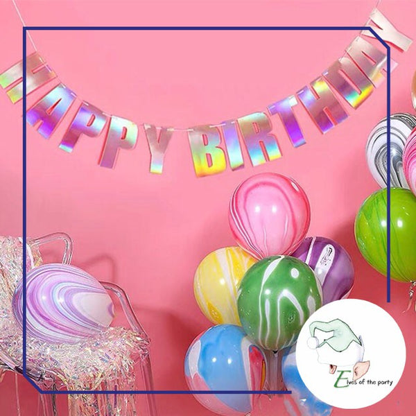 Iridescent Happy Birthday Banner