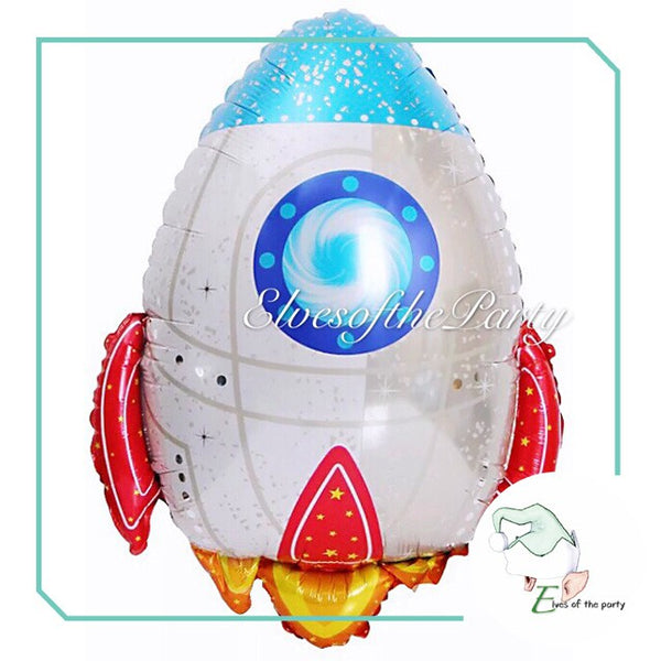 Outer Space : Astronaut, Space Rocket, Jet Plane, Star Foil Balloons, Birthday Banner and Cake Topper