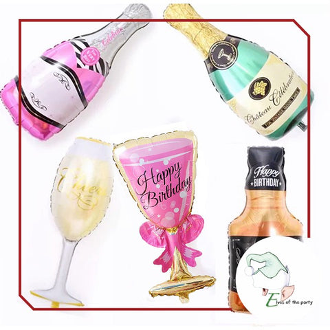 Foil Balloons : Champagne Bottle, Champagne Glass and Whisky Bottle