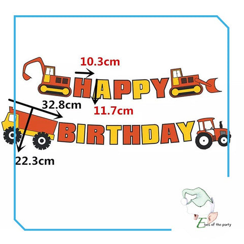 Happy Birthday Banner: Construction Trucks