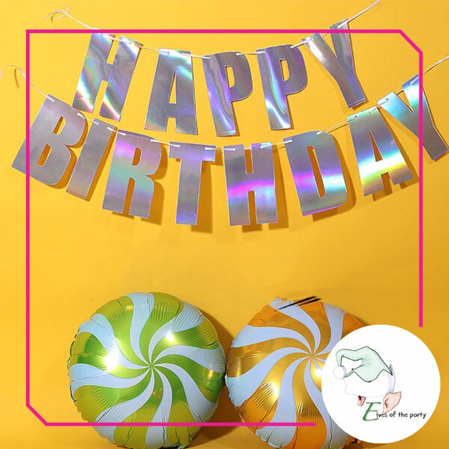 Iridescent Happy Birthday Banner