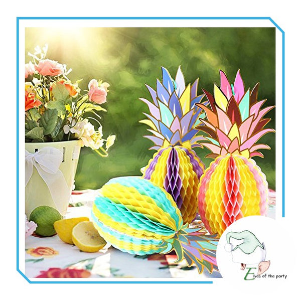 3pc Tropical Pineapple Honeycomb Paper Lantern