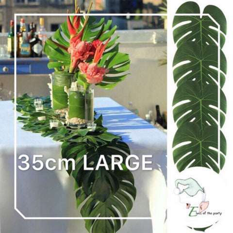 Artificial Leaves : Tropical Palm Leaves Table Runner