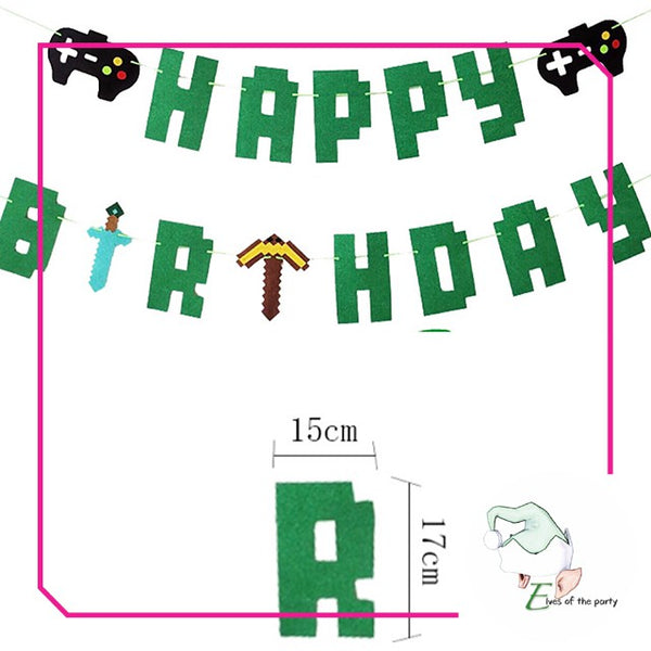 Minecraft Birthday 12" Balloons / Happy Birthday Banner