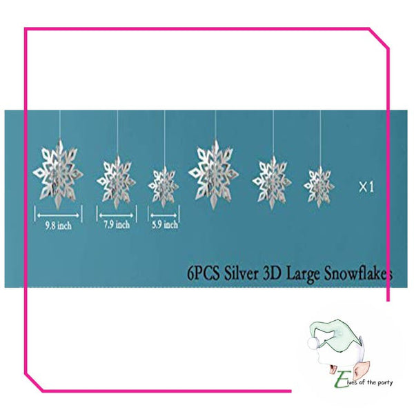 Christmas Decoration : 3D Silver Snowflakes