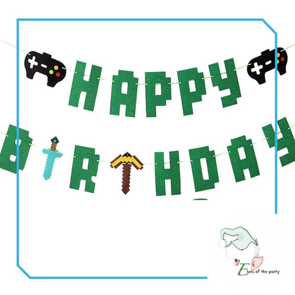 Minecraft Birthday 12" Balloons / Happy Birthday Banner