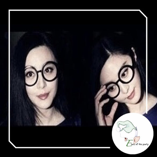 Round Black Frame No Lens Wizard Eyeglasses