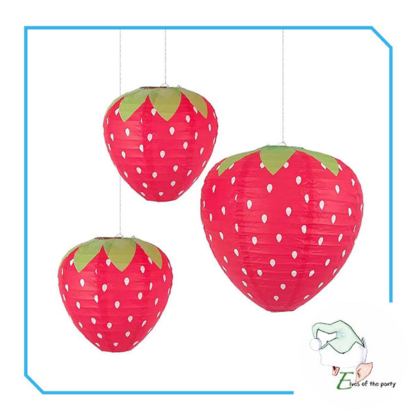 3D Paper Lantern : Strawberry (Set of 3)
