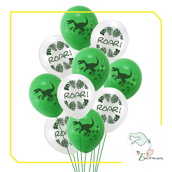 Dinosaur Happy Birthday Banner, Latex Balloons and 3D Foil Balloons