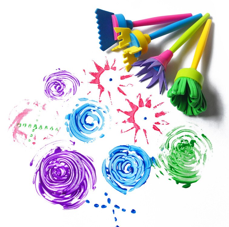 4pc Children's Multi-shaped Flower Stamp Textured Sponge Paint Brush