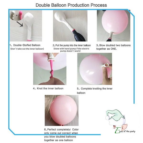 12" Luxe Matte White and Pink (Pink Chalk) Double Stuffed, Double Layer Balloons (50pcs)