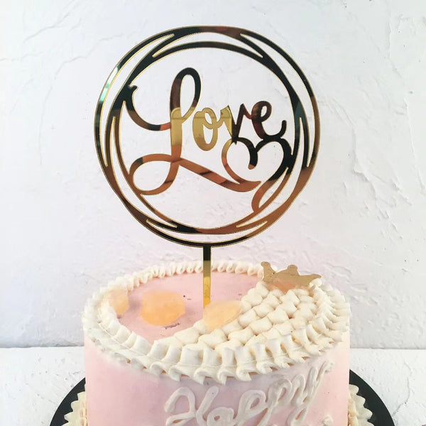 Acrylic Cake Topper : Love / Hearts / Happy Valentine's Day