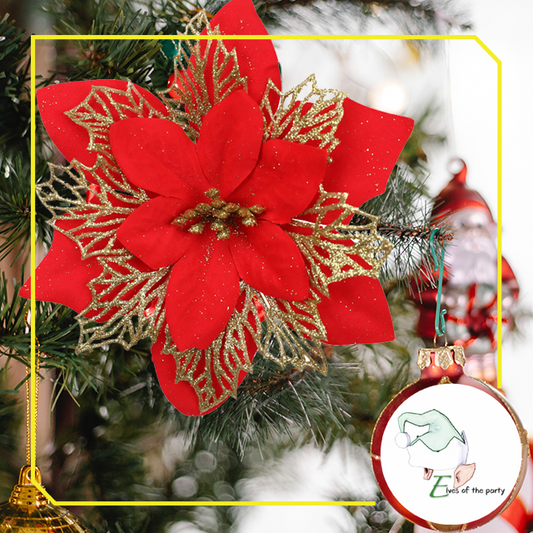 Christmas Decoration : Christmas Poinsettia Flower Decor