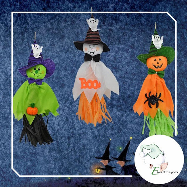 Halloween Decor: White Ghost, Pumpkin and Green Ghost (Pack of 3)