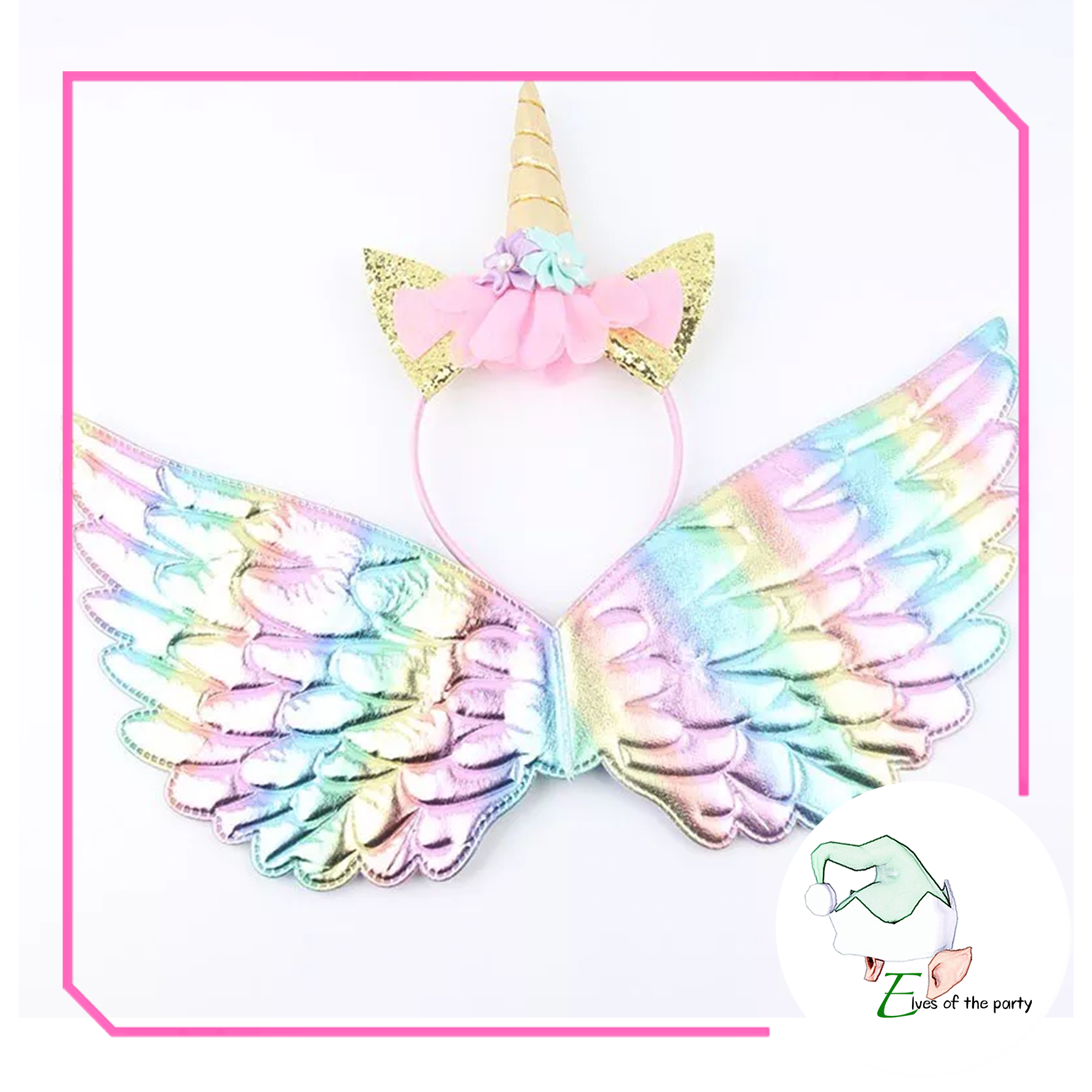 Unicorn Headband and Rainbow Wings Set Halloween Costume