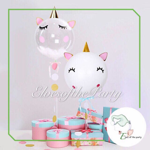 Clear Transparent Balloon with Pig / Unicorn Balloon Sticker