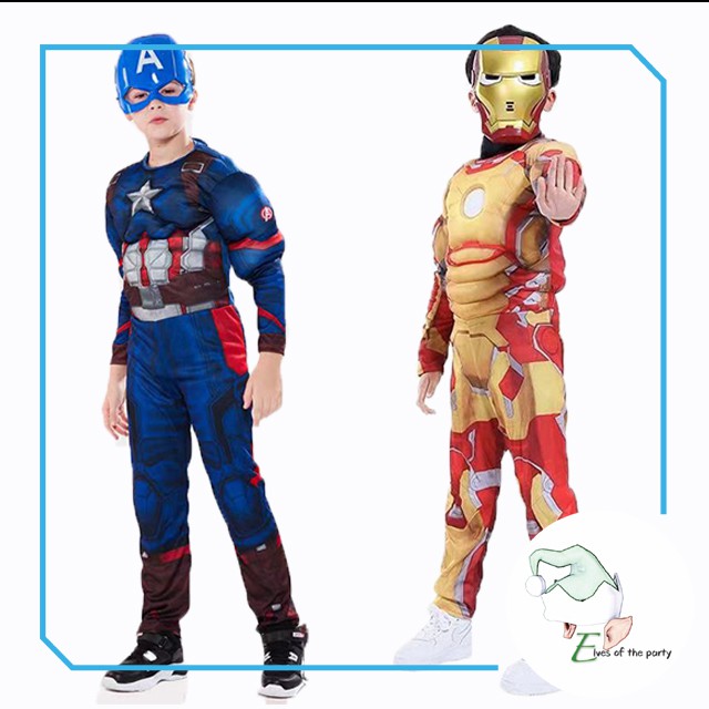 Superhero : Muscle Kids Costume - Spiderman, Iron Man, Superman, Wonder Woman, Wolverine